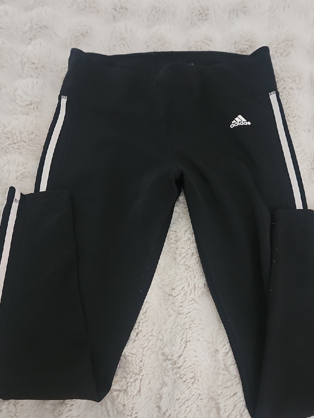 adidas Black Leggings with White Side Stripes